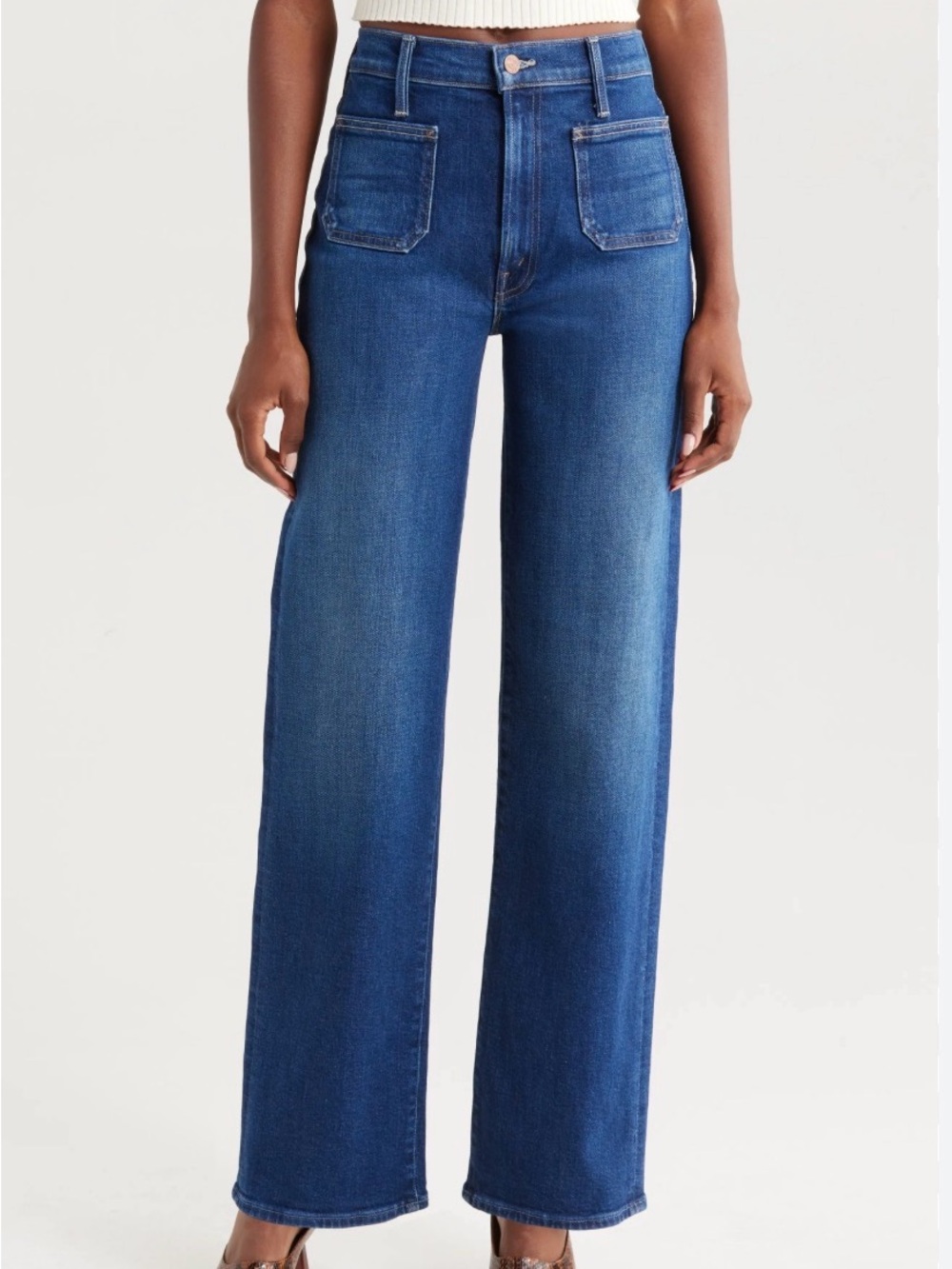 Mother Patch Pocket Rambler Zip Sneak Jeans